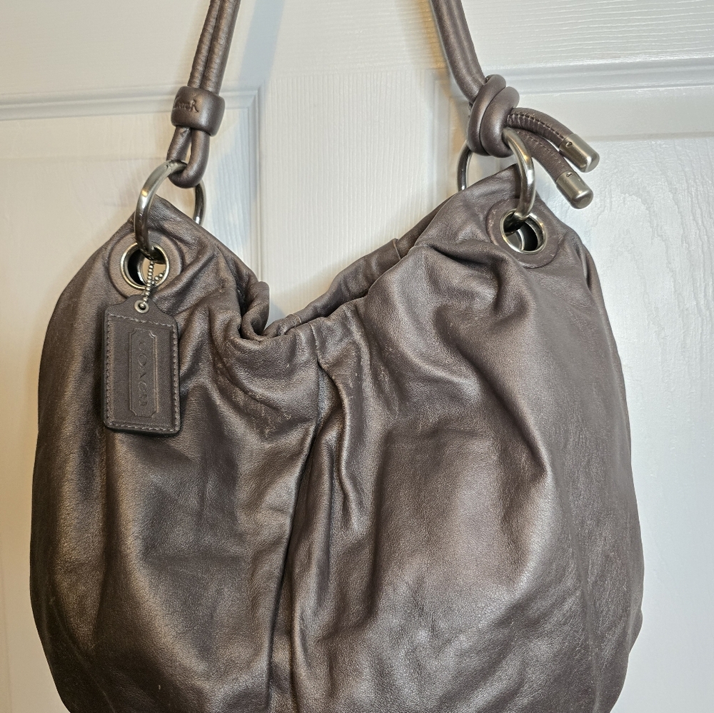 Coach Parker Hobo Silver/Metallic Leather Shoulder Bag